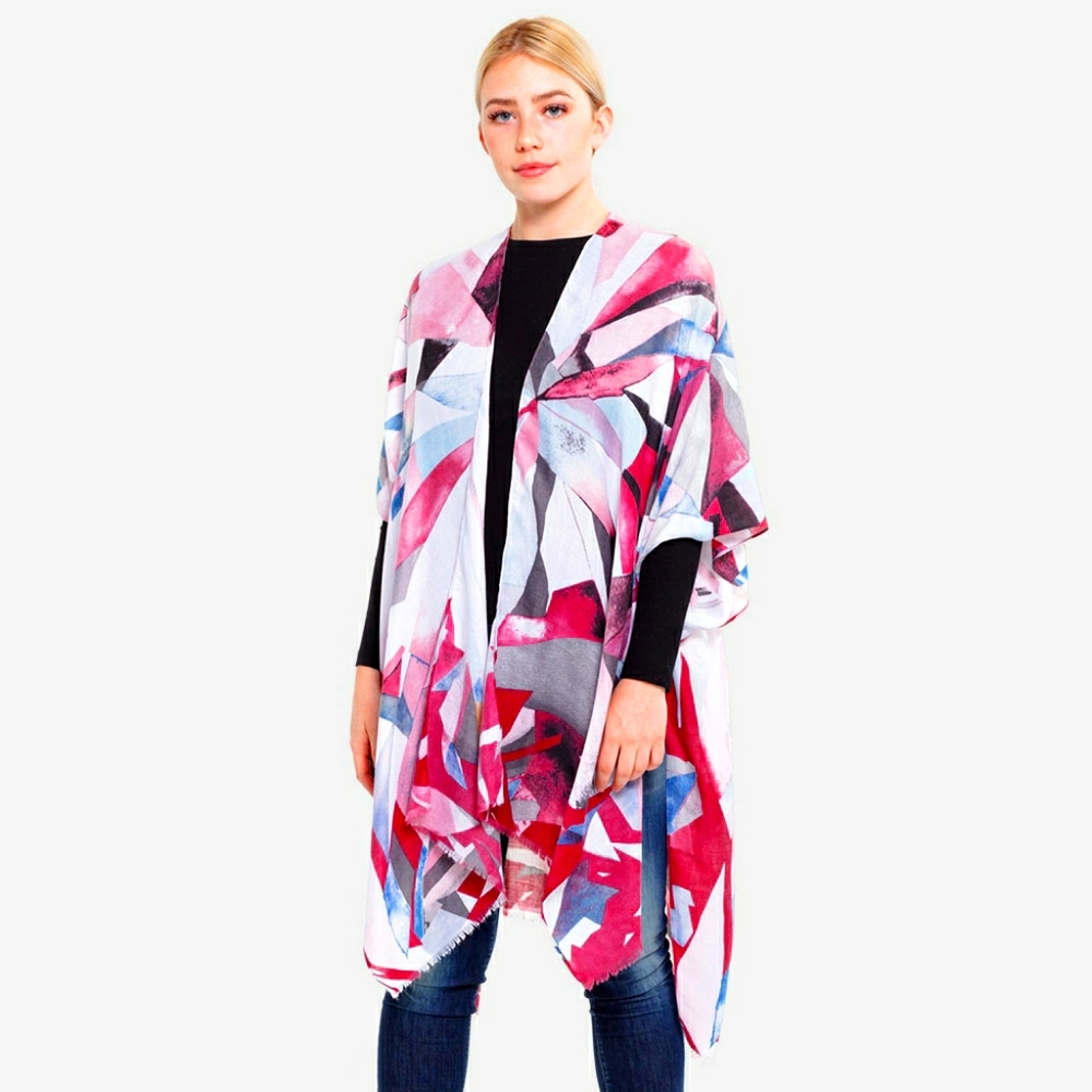 Mosaic Print Kimono Poncho